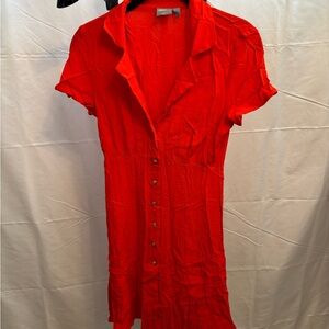 ASOS Red Button Front Shirt Dress Size US 4 Collared Mini